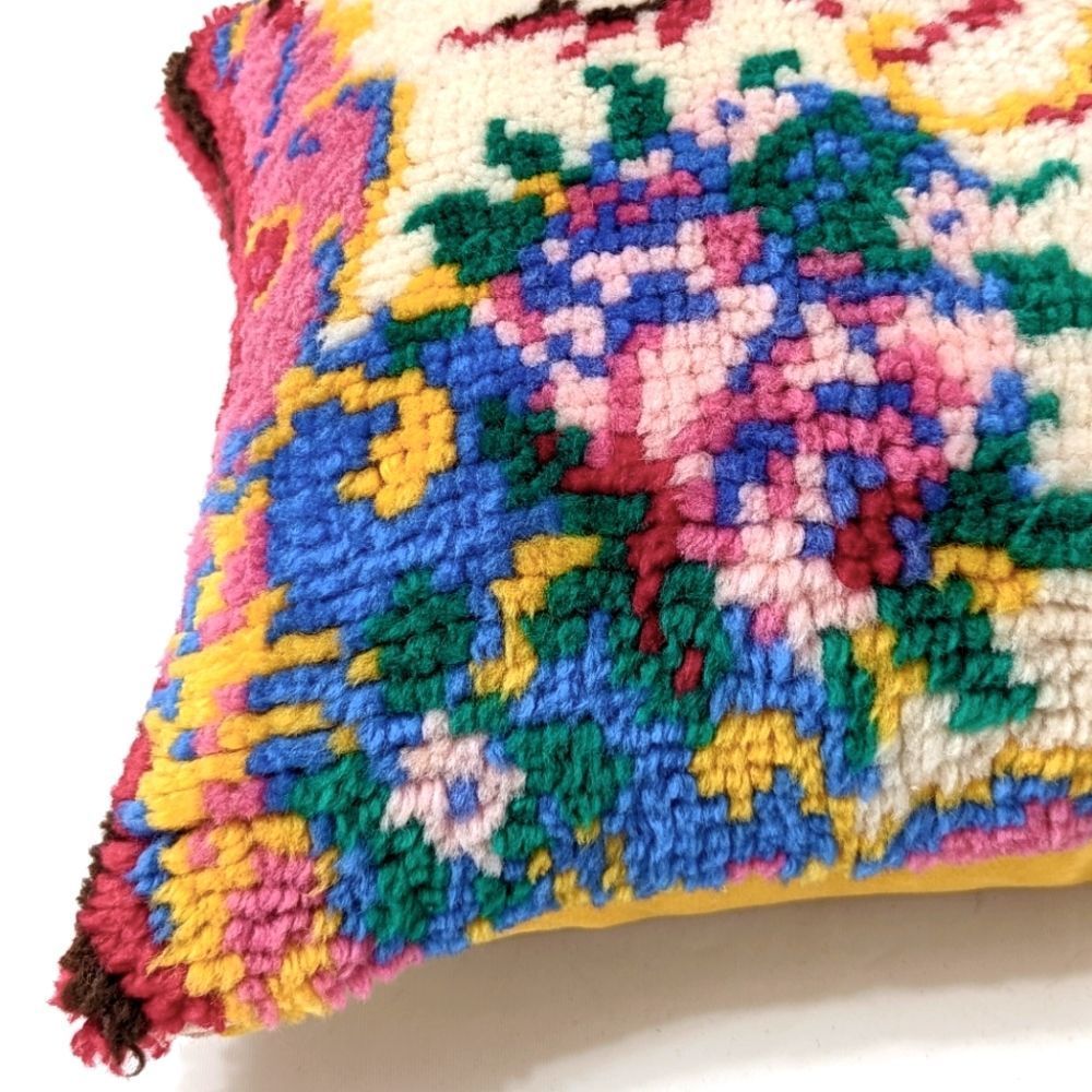 Vintage Latch Hook Throw Pillow